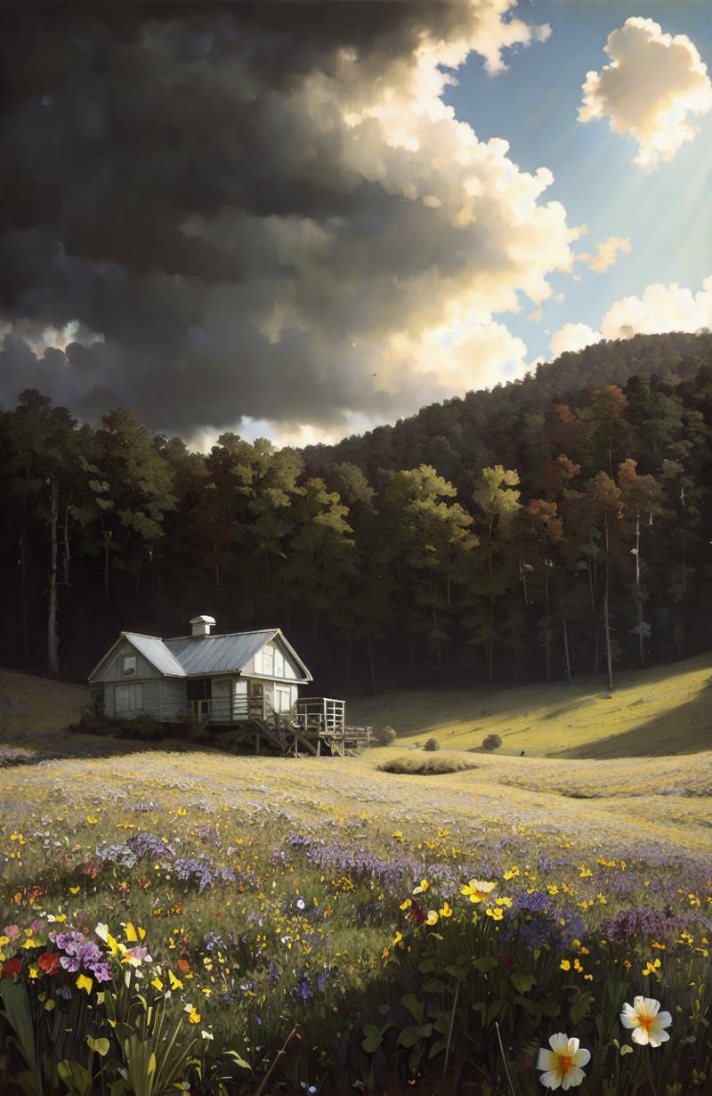 20221221113582-960070581-Style-Petal, Style-LostTemple, (lake_1.4), mountains in distance, small wood cabin, bright cloudy sky, by lee jeffries nikon d 8.png